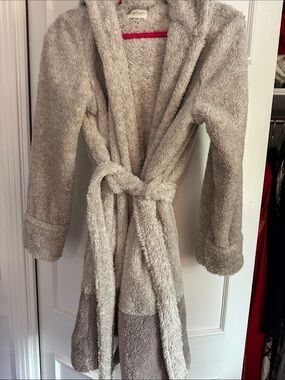 Cozy Plush Bathrobe with hood with ears in Taupe